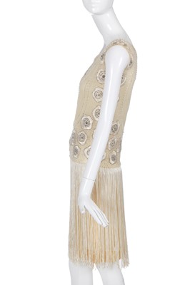 Lot 484 - A beaded and fringed ivory chiffon flapper dress, circa 1926