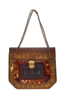 Lot 506 - A rare leather and tortoiseshell reticule, 1800 - 1810