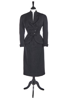 Lot 460 - A Pierre Balmain haute couture charcoal grey wool suit, circa 1949