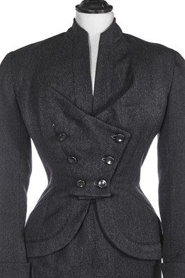 Lot 460 - A Pierre Balmain haute couture charcoal grey wool suit, circa 1949