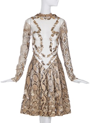 Lot 223 - A  rare Givenchy by Alexander McQueen haute couture snakeskin and tulle showpiece cocktail dress, Autumn-Winter 1999-2000