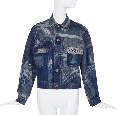 Lot 229 - A Vivienne Westwood 'Rolls Royce' print denim jacket, 'Always on Camera' collection Autumn-Winter 1992-93