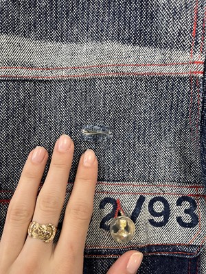 Lot 229 - A Vivienne Westwood 'Rolls Royce' print denim jacket, 'Always on Camera' collection Autumn-Winter 1992-93