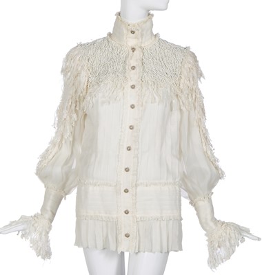 Lot 7 - A Chanel pleated white organza tunic/blouse, 'Paris-Dallas' collection, Métiers d'Art, Pre-Fall 2014