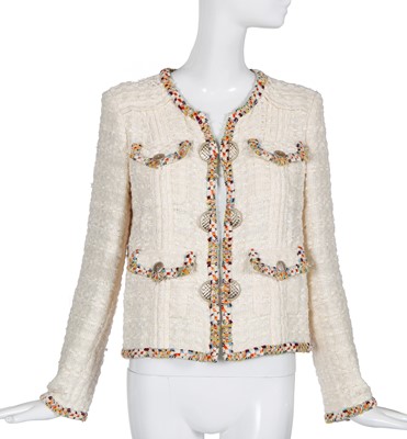 Lot 21 - A Chanel ivory summer tweed jacket, 'Cruise Cuba' collection, Cruise 2017