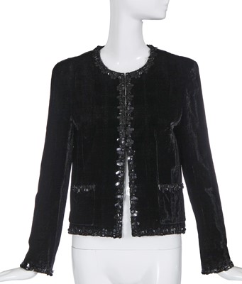 Lot 23 - A Chanel black velvet jacket, circa 2015