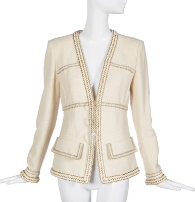 Lot 31 - A Chanel ivory tweed jacket, probably 'Paris-Cosmopolite' collection, Métiers d'Art, Pre-Fall 2017