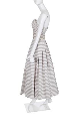 Lot 59 - A Chanel grey and white striped silk cocktail dress, Spring-Summer 1986