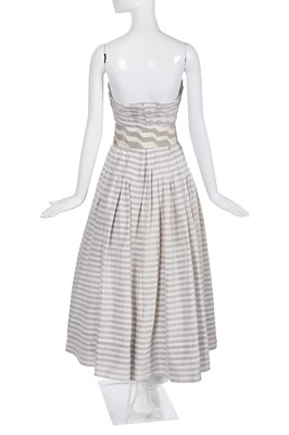 Lot 59 - A Chanel grey and white striped silk cocktail dress, Spring-Summer 1986