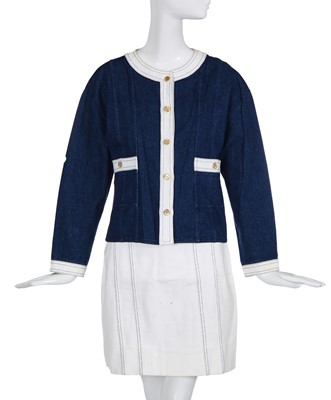 Lot 51 - A Chanel three-piece denim ensemble, probably Spring-Summer 1987