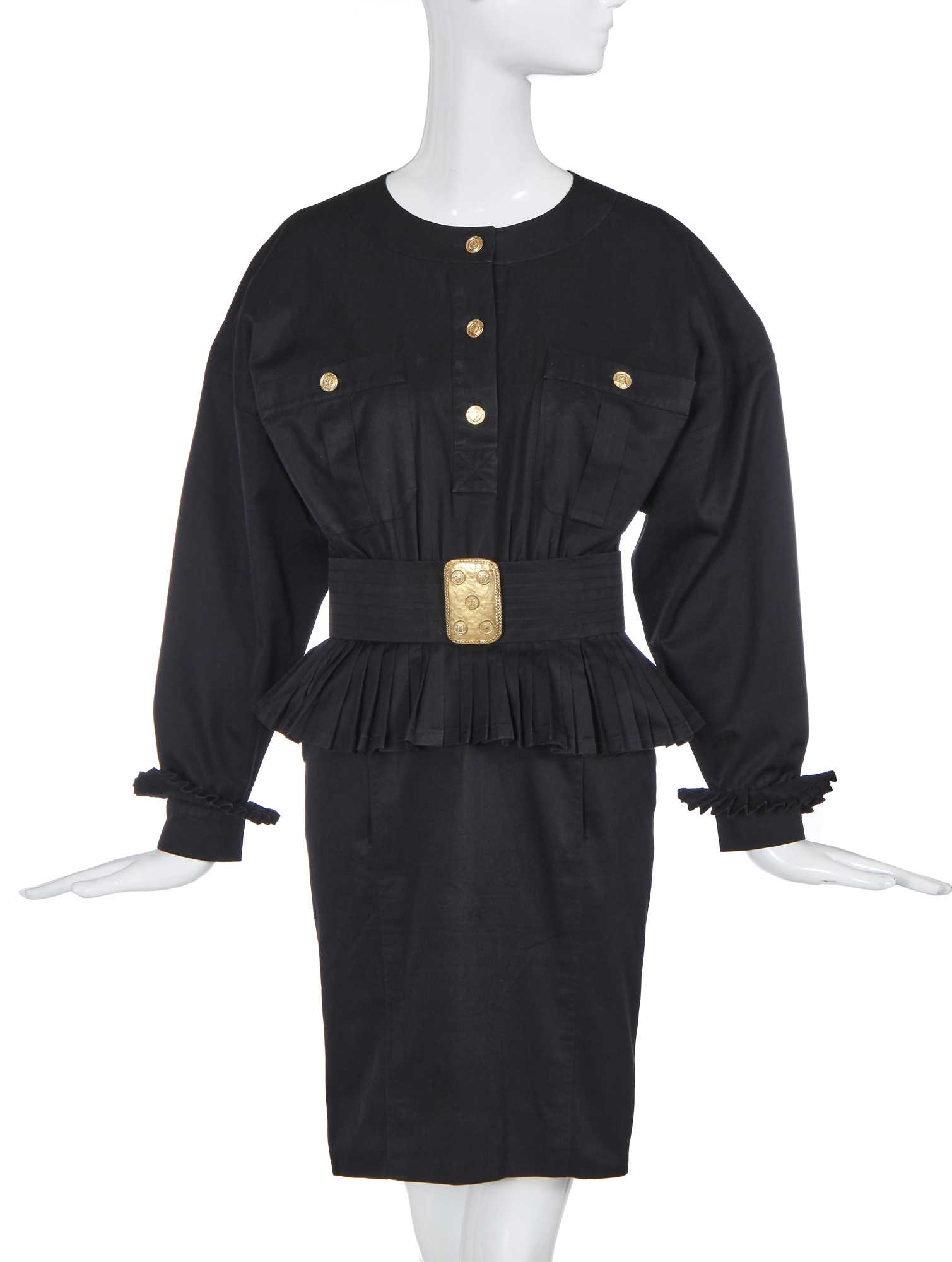 Lot 52 - A Chanel black cotton dress and belt, spring-summer 1986