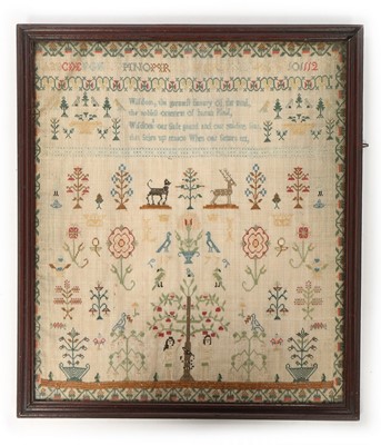 Lot 501 - An embroidered sampler of Adam and Eve, dated...