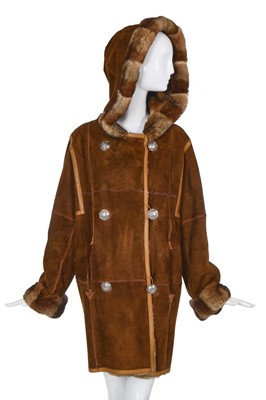 Lot 410 - A Christian Dior brown suede and fur coat, 1970s