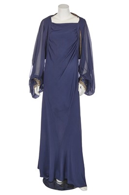 Lot 465 - A midnight blue chiffon evening ensemble, possibly Lanvin, circa 1930