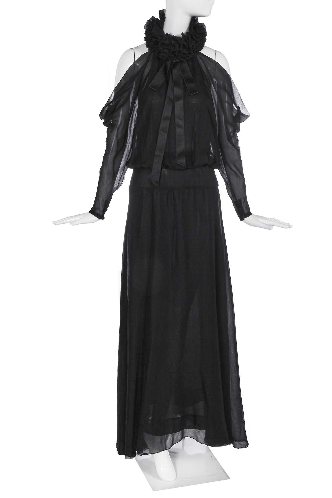 Lot 53 - A Chanel haute couture by Karl Lagerfeld black chiffon evening gown, circa 1985