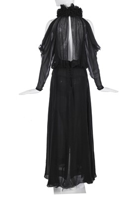 Lot 53 - A Chanel haute couture by Karl Lagerfeld black chiffon evening gown, circa 1985