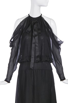 Lot 53 - A Chanel haute couture by Karl Lagerfeld black chiffon evening gown, circa 1985