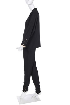 Lot 54 - A Chanel Haute Couture by Karl Lagerfeld black silk crêpe suit, Autumn Winter 1986-87