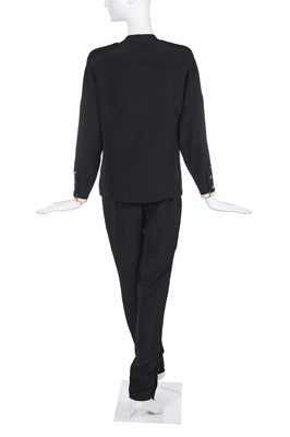 Lot 54 - A Chanel Haute Couture by Karl Lagerfeld black silk crêpe suit, Autumn Winter 1986-87