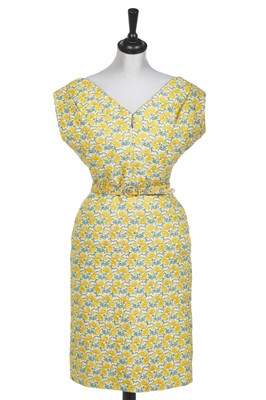 Lot 430 - A Christian Dior yellow floral dress, circa 1960