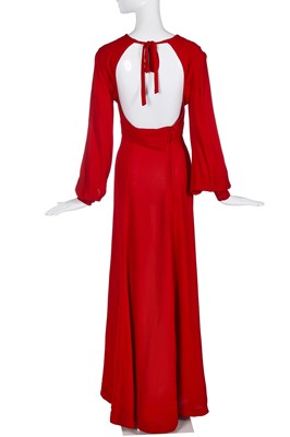 Lot 408 - An Ossie Clark for Radley red moss crêpe maxi dress, mid 1970s