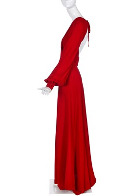 Lot 408 - An Ossie Clark for Radley red moss crêpe maxi dress, mid 1970s