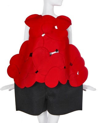 Lot 157 - A Comme des Garçons black and red felt ensemble, '2D' collection, Autumn-Winter 2012-13