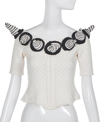 Lot 222 - A John Galliano black and white knitted cotton top, Spring-Summer 1990