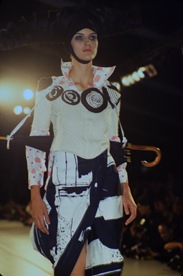 Lot 222 - A John Galliano black and white knitted cotton top, Spring-Summer 1990