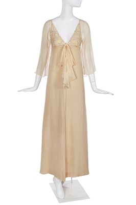 Lot 406 - A Christian Dior London by Marc Bohan beige chiffon dress, 1970s