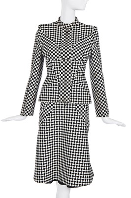 Lot 300 - An Alexander McQueen black and white check wool and cotton blend suit, 'Scanners' collection, Autumn-Winter 2003-04