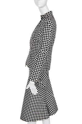 Lot 300 - An Alexander McQueen black and white check wool and cotton blend suit, 'Scanners' collection, Autumn-Winter 2003-04