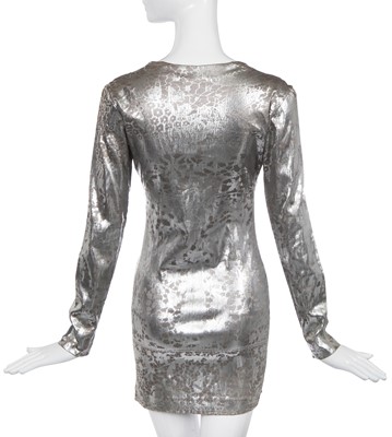 Lot 239 - A Vivienne Westwood silver lace print dress, 'Always on Camera' collection, Autumn-Winter 1992-93