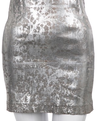 Lot 239 - A Vivienne Westwood silver lace print dress, 'Always on Camera' collection, Autumn-Winter 1992-93
