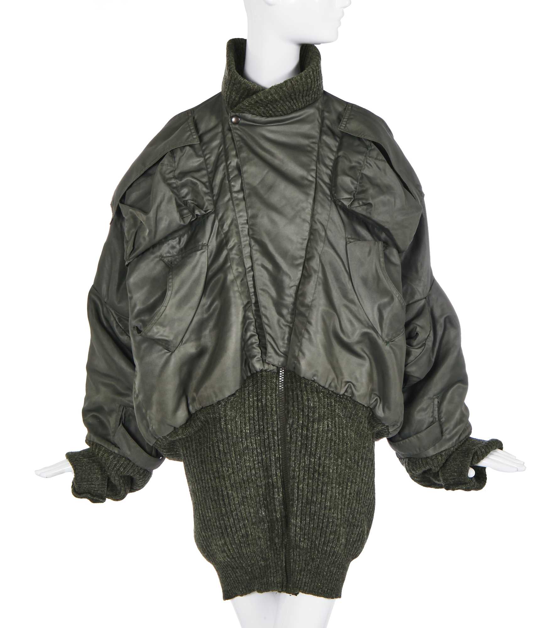 Lot 250 - A Vivienne Westwood 'Clint Eastwood' army green bomber jacket, late 1980s-1990s