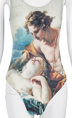 Lot 241 - Two Vivienne Westwood printed lycra swimsuits, 'Cut, Slash & Pull' collection, Spring-Summer 1991