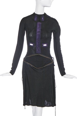 Lot 168 - A Jean Paul Gaultier black viscose jersey 'face' dress, 'Sphere and Cube’ collection, Autumn-Winter 1996-97