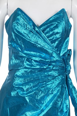 Lot 371 - An Antony Price blue lamé wrap dress, circa 1978