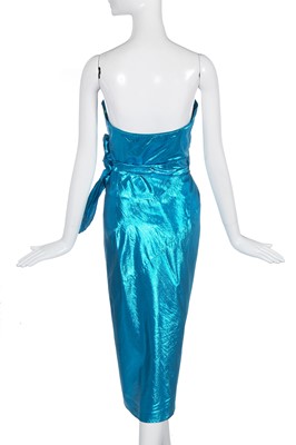 Lot 371 - An Antony Price blue lamé wrap dress, circa 1978