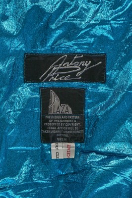 Lot 371 - An Antony Price blue lamé wrap dress, circa 1978