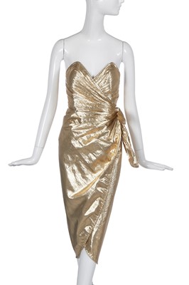 Lot 372 - An Antony Price gold lamé wrap dress, circa 1978