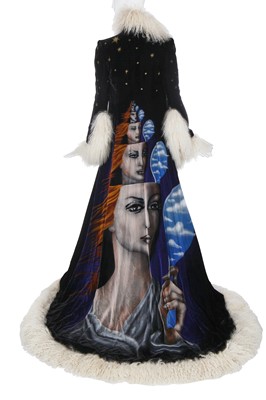 Lot 313 - A Jean-Louis Scherrer by Stephane Rolland Surrealist inspired painted velvet coat, Autumn-Winter 2001-2