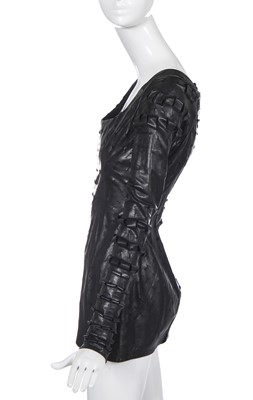 Lot 172 - A rare Vivienne Westwood slashed leather mini dress, 'Dressing Up' collection, Autumn-Winter 1991-92