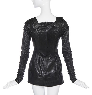 Lot 172 - A rare Vivienne Westwood slashed leather mini dress, 'Dressing Up' collection, Autumn-Winter 1991-92