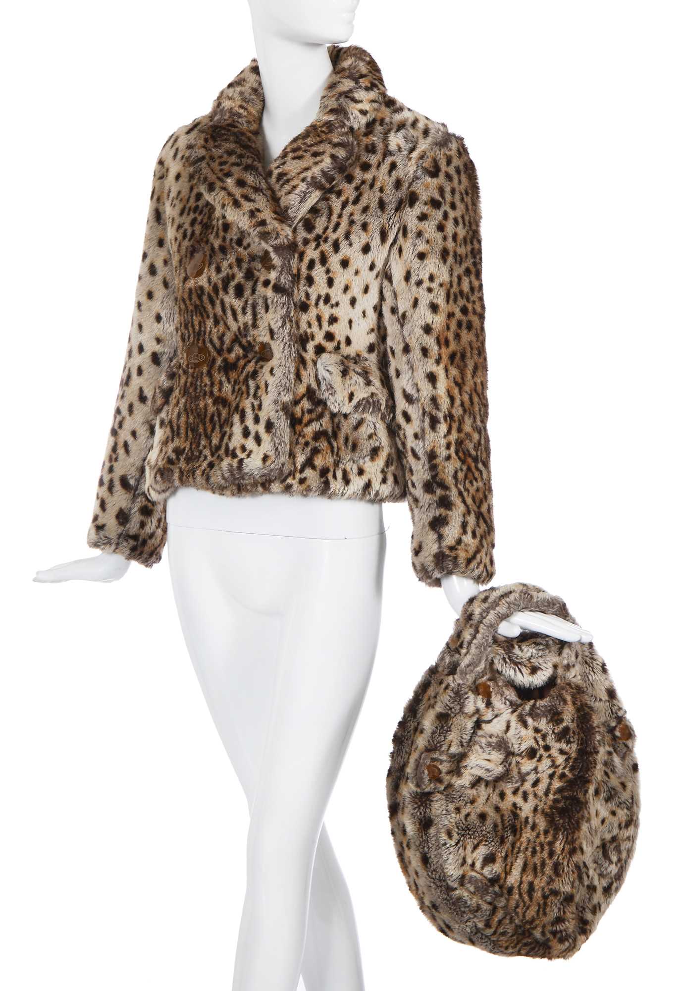 Lot 358 - A Vivienne Westwood faux-leopard jacket and bag, 'Voyage to Cythera' collection, Autumn-Winter 1989-90