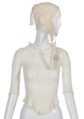 Lot 177 - A Vivienne Westwood tasselled ivory knitted ensemble, 'Cafe Society' collection, Spring-Summer 1994