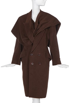 Lot 278 - A John Galliano brown cashmere/wool blend coat 'Hairclips' collection, Autumn-Winter 1988-89