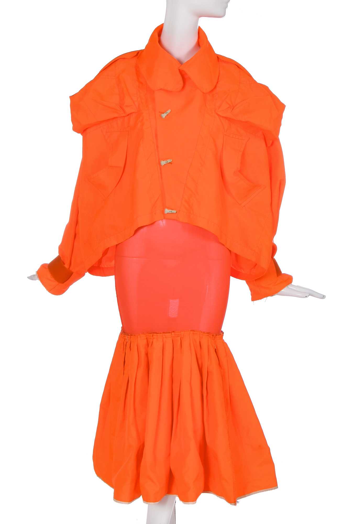 Lot 251 - A rare Vivienne Westwood day-glow orange ensemble, 'Hypnos' collection, Spring-Summer 1984