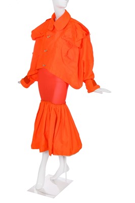 Lot 251 - A rare Vivienne Westwood day-glow orange ensemble, 'Hypnos' collection, Spring-Summer 1984