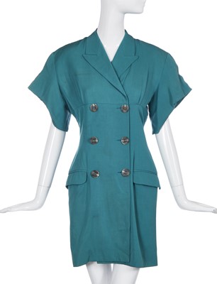 Lot 280 - A John Galliano teal jacket dress, Blanche DuBois collection, Spring-Summer 1988